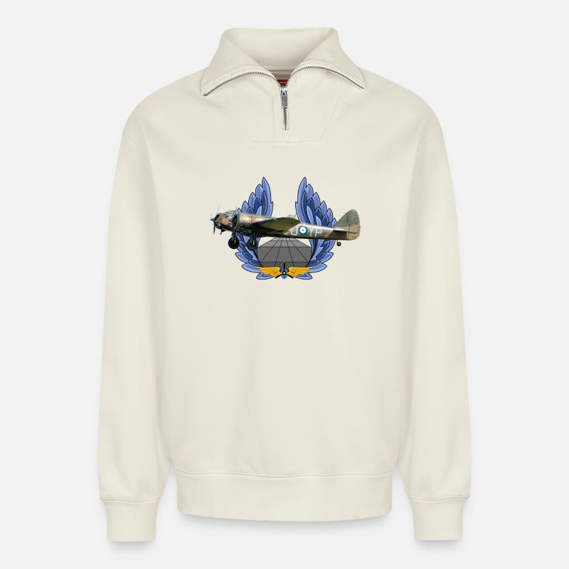 Bristol Blenheim - Relaxed Unisex Organic Half Zip Sweatshirt – von SPREAD - Naturweiß
