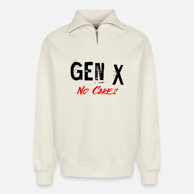 Gen X - Relaxed Unisex Organic Half Zip Sweatshirt – von SPREAD - Naturweiß