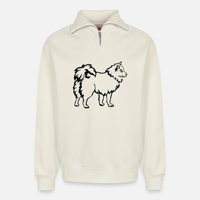 Tranchant - Sweat unisexe décontracté en coton biologique à demi-zip – de SPREAD - blanc cassé