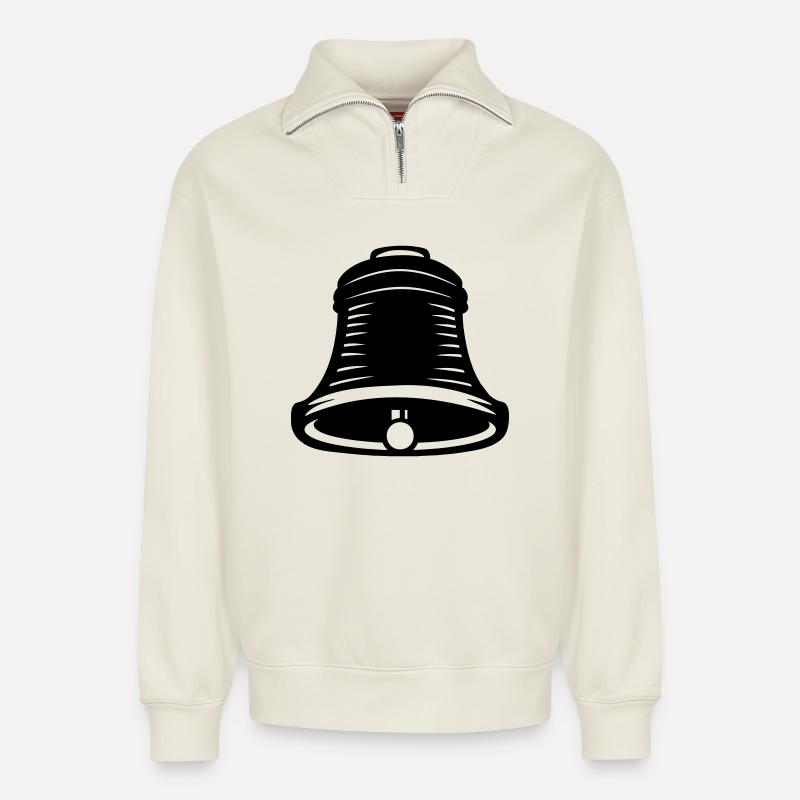 Church clock - Relaxed Unisex Organic Half Zip Sweatshirt – by SPREAD - off white