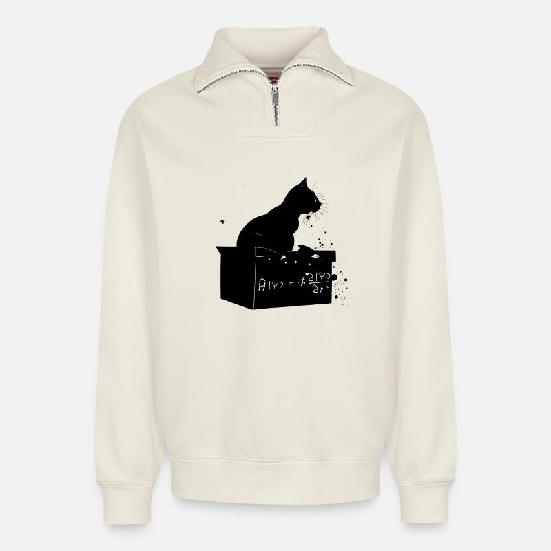 Die Katze lebt - Relaxed Unisex Organic Half Zip Sweatshirt – von SPREAD - Naturweiß