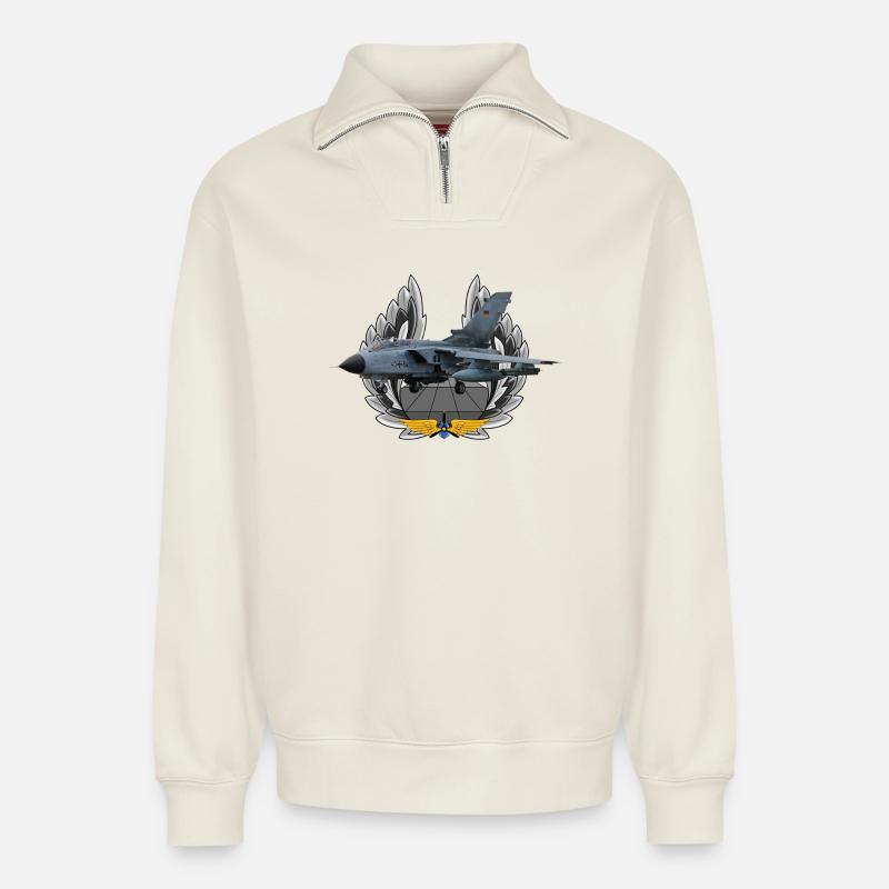 Tornado - Relaxed Unisex Organic Half Zip Sweatshirt – von SPREAD - Naturweiß