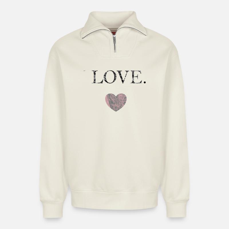 FOR HER - Relaxed Unisex Organic Half Zip Sweatshirt – by SPREAD - off white