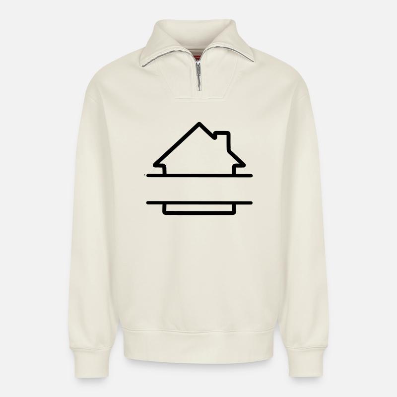 Startseite einfaches Logo-Textbanner - Relaxed Unisex Organic Half Zip Sweatshirt – von SPREAD - Naturweiß
