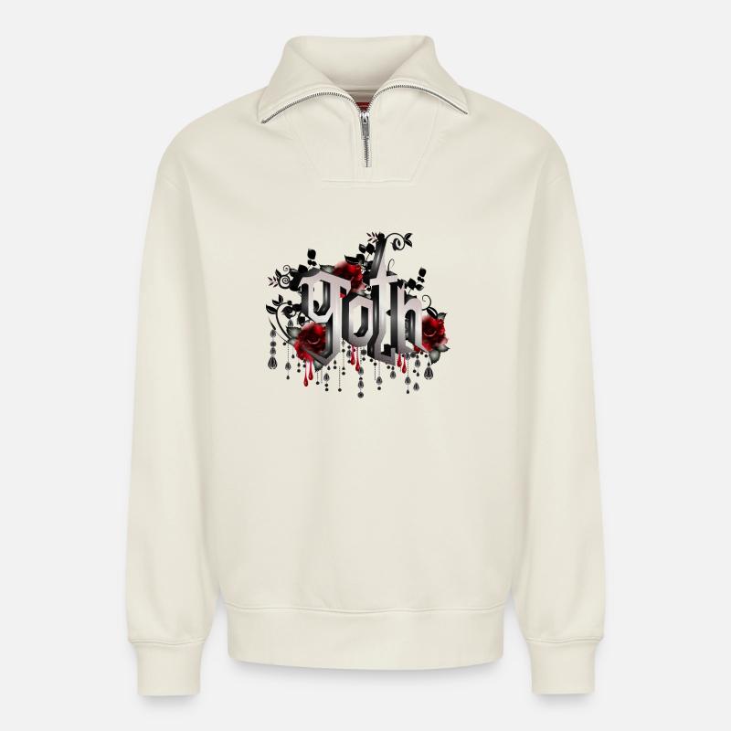 wunderschöner faszinierender Gothic Schriftzug - Relaxed Unisex Organic Half Zip Sweatshirt – von SPREAD - Naturweiß