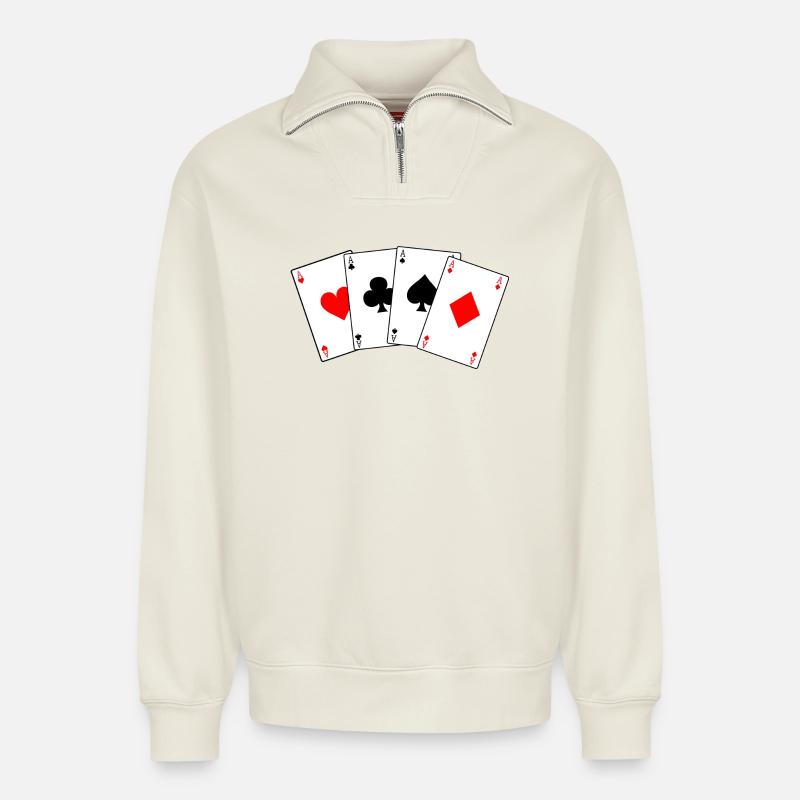 Vier - Relaxed Unisex Organic Half Zip Sweatshirt – von SPREAD - Naturweiß