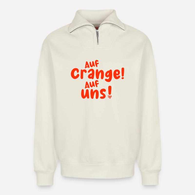 auf crange - Relaxed Unisex Organic Half Zip Sweatshirt – von SPREAD - Naturweiß