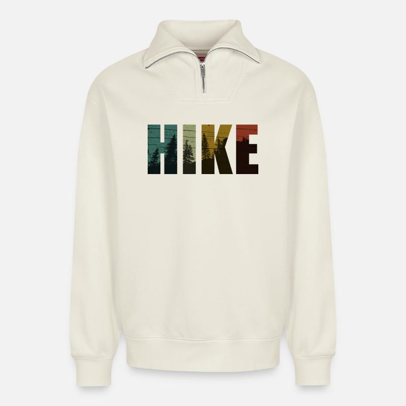 Wanderung - Relaxed Unisex Organic Half Zip Sweatshirt – von SPREAD - Naturweiß