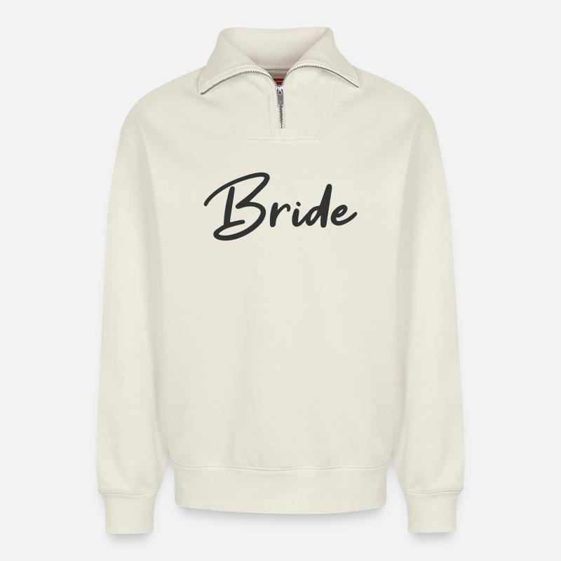 Bride - Relaxed Unisex Organic Half Zip Sweatshirt – von SPREAD - Naturweiß