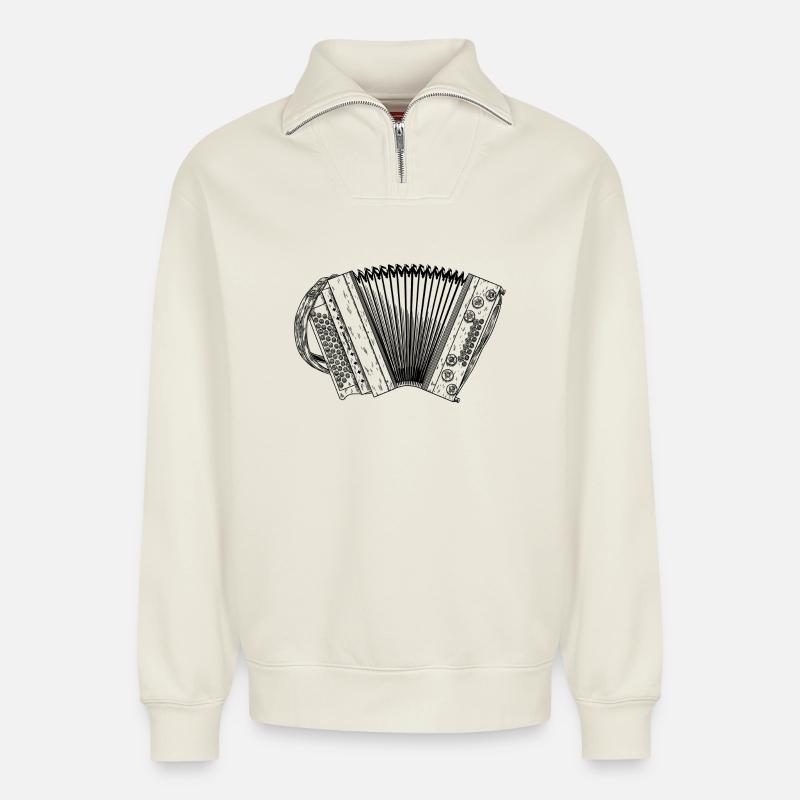 Ziach - Steirische Harmonika - Quetschn  | ZiachON - Relaxed Unisex Organic Half Zip Sweatshirt – von SPREAD - Naturweiß