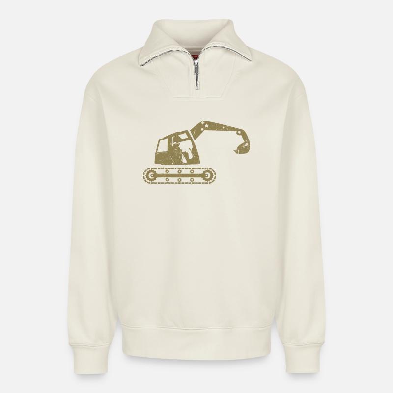 Bagger Baggerfahrer Baugeräteführer – - Relaxed Unisex Organic Half Zip Sweatshirt – von SPREAD - Naturweiß