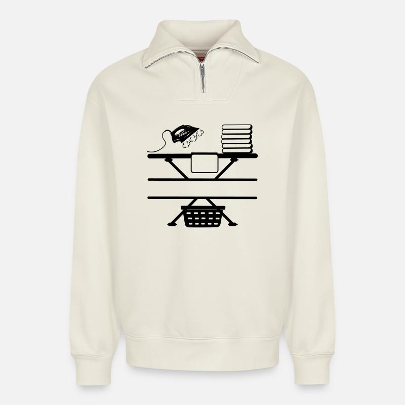 Dampfbügeleisen Paste und Textbanner - Relaxed Unisex Organic Half Zip Sweatshirt – von SPREAD - Naturweiß