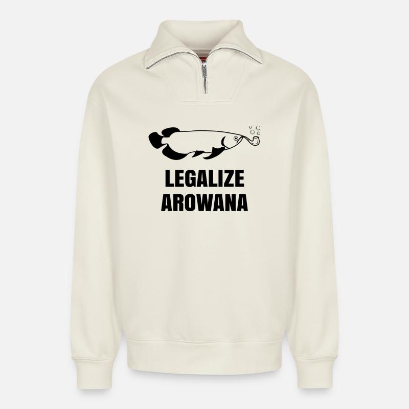 Fisch Statement Haustiere Lieblingstier Heimtier - Relaxed Unisex Organic Half Zip Sweatshirt – von SPREAD - Naturweiß