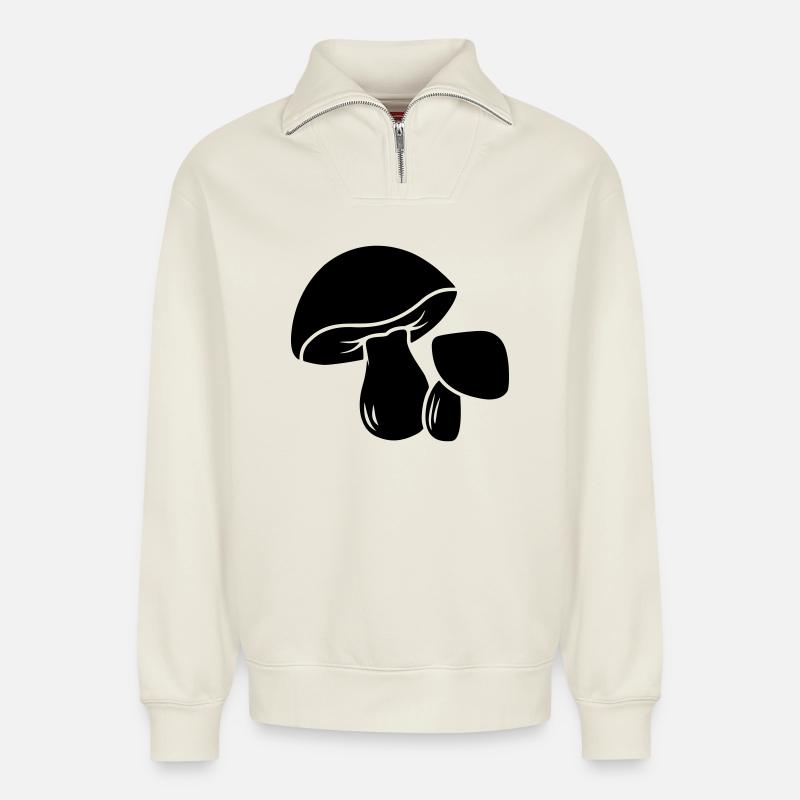 Pilz-Logo - Relaxed Unisex Organic Half Zip Sweatshirt – von SPREAD - Naturweiß
