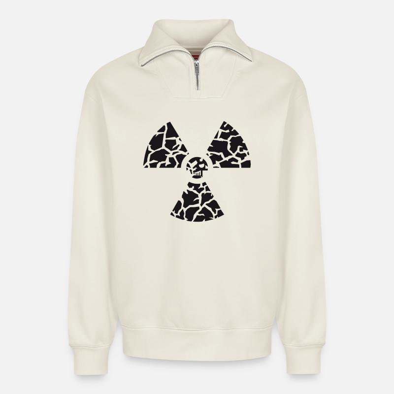 gegen atomkraft - Relaxed Unisex Organic Half Zip Sweatshirt – von SPREAD - Naturweiß
