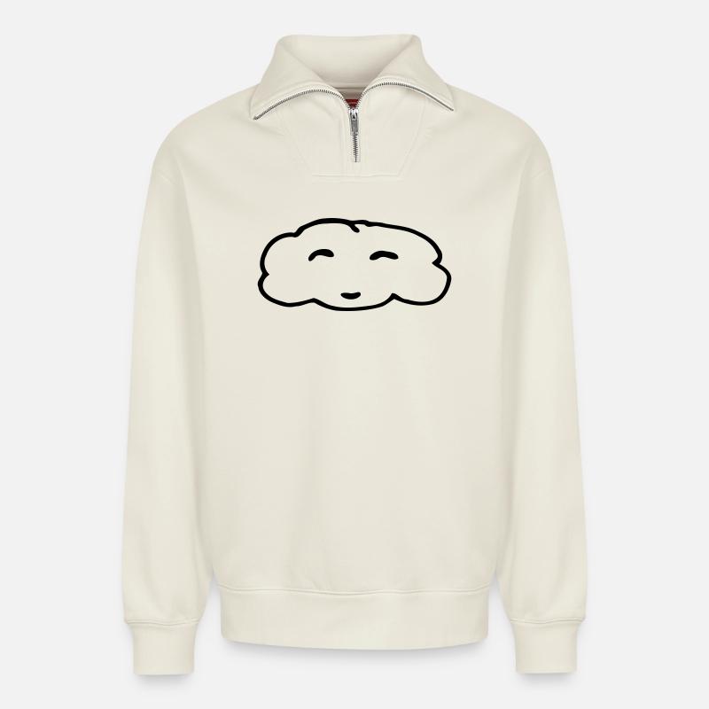 Wolke - Relaxed Unisex Organic Half Zip Sweatshirt – von SPREAD - Naturweiß
