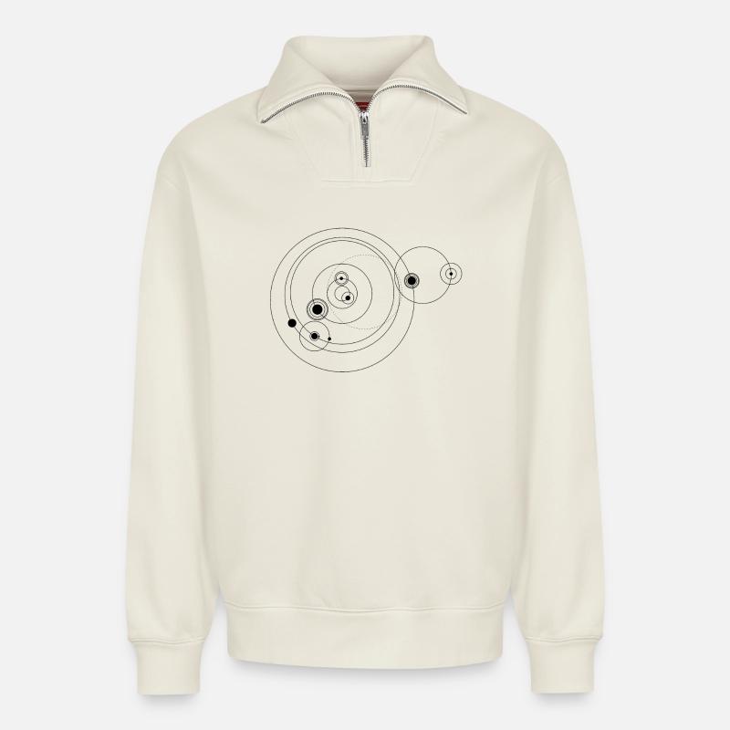 Sonnensystem only (schwarz) - Relaxed Unisex Organic Half Zip Sweatshirt – von SPREAD - Naturweiß