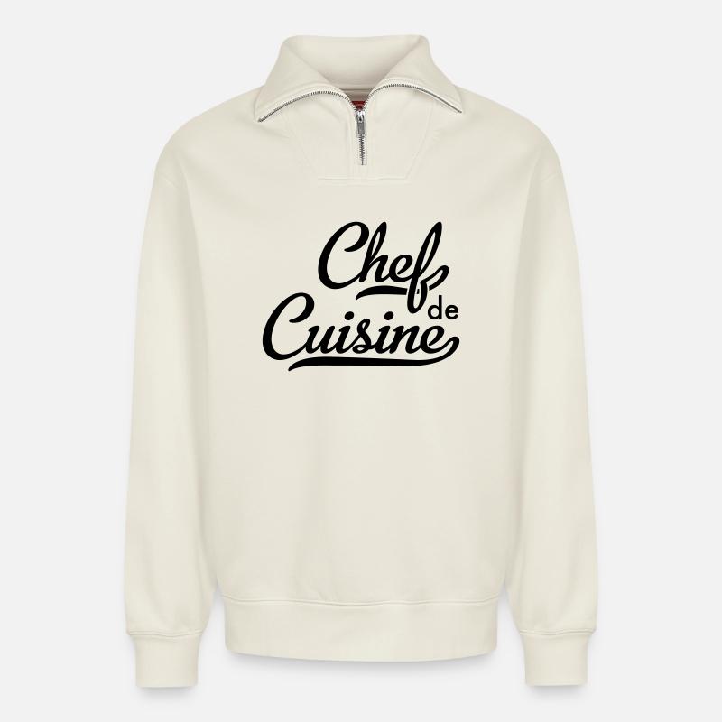 Chef de Cuisine - Relaxed Unisex Organic Half Zip Sweatshirt – by SPREAD - off white