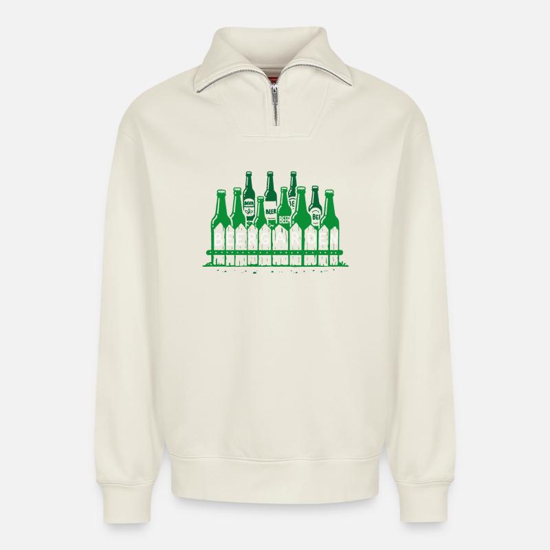 biergarten bier wortspiel biertrinker - Relaxed Unisex Organic Half Zip Sweatshirt – von SPREAD - Naturweiß