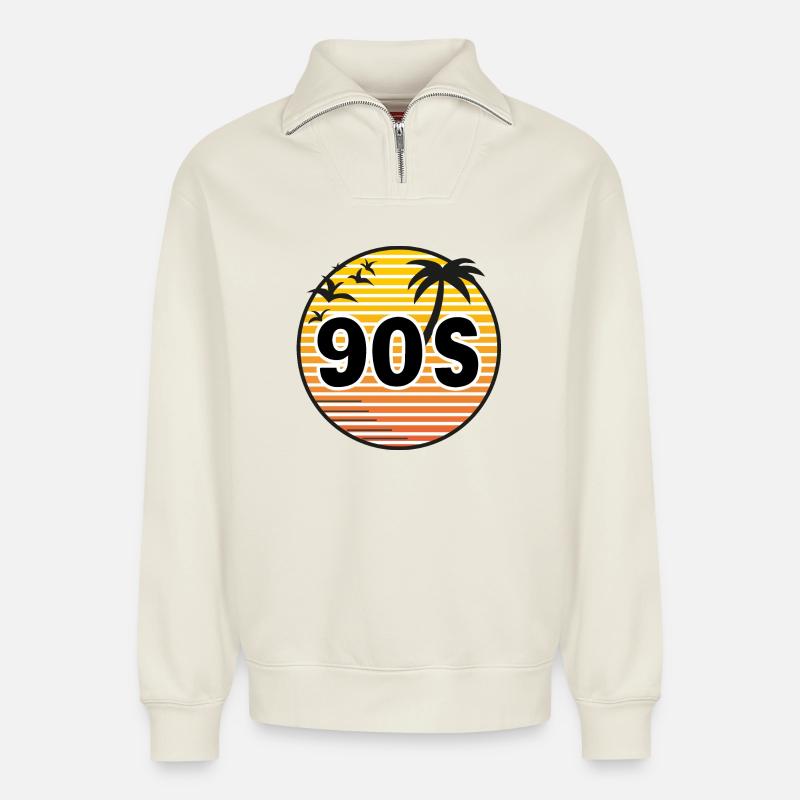 The 90s - Relaxed Unisex Organic Half Zip Sweatshirt – von SPREAD - Naturweiß