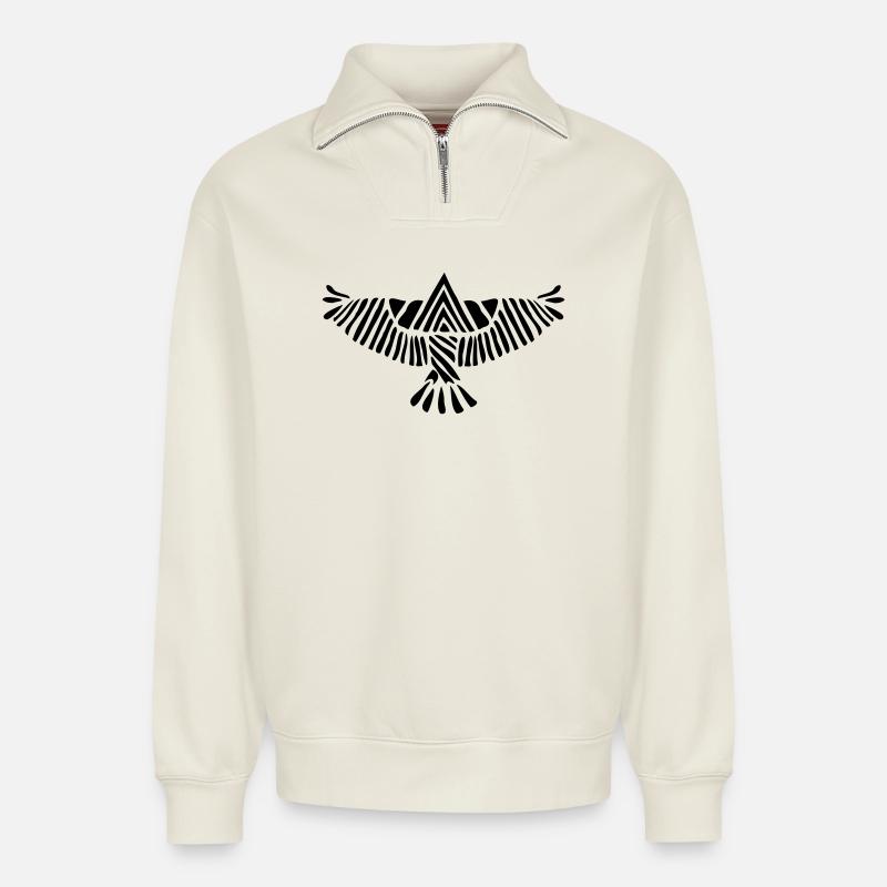 Adler - Relaxed Unisex Organic Half Zip Sweatshirt – von SPREAD - Naturweiß