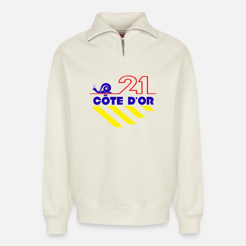 Goldküste - Relaxed Unisex Organic Half Zip Sweatshirt – von SPREAD - Naturweiß