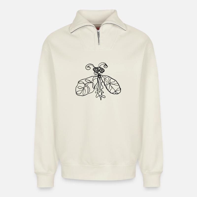 Insekt - Relaxed Unisex Organic Half Zip Sweatshirt – von SPREAD - Naturweiß
