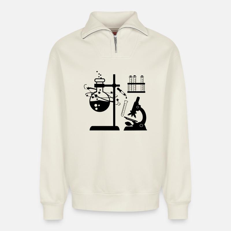 Experimentelles Forschungslabor - Relaxed Unisex Organic Half Zip Sweatshirt – von SPREAD - Naturweiß