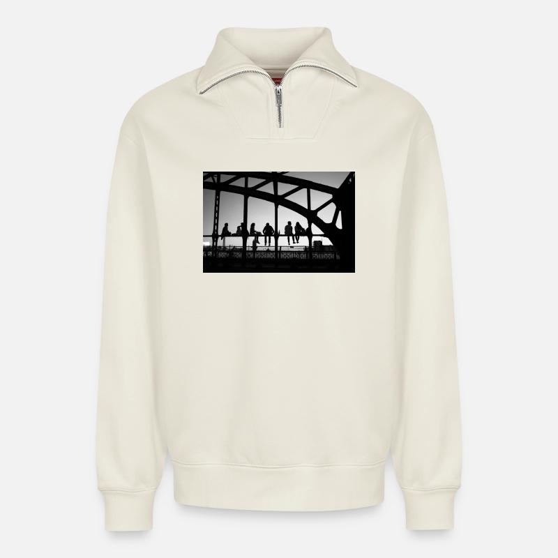 Evening - Relaxed Unisex Organic Half Zip Sweatshirt – by SPREAD - off white