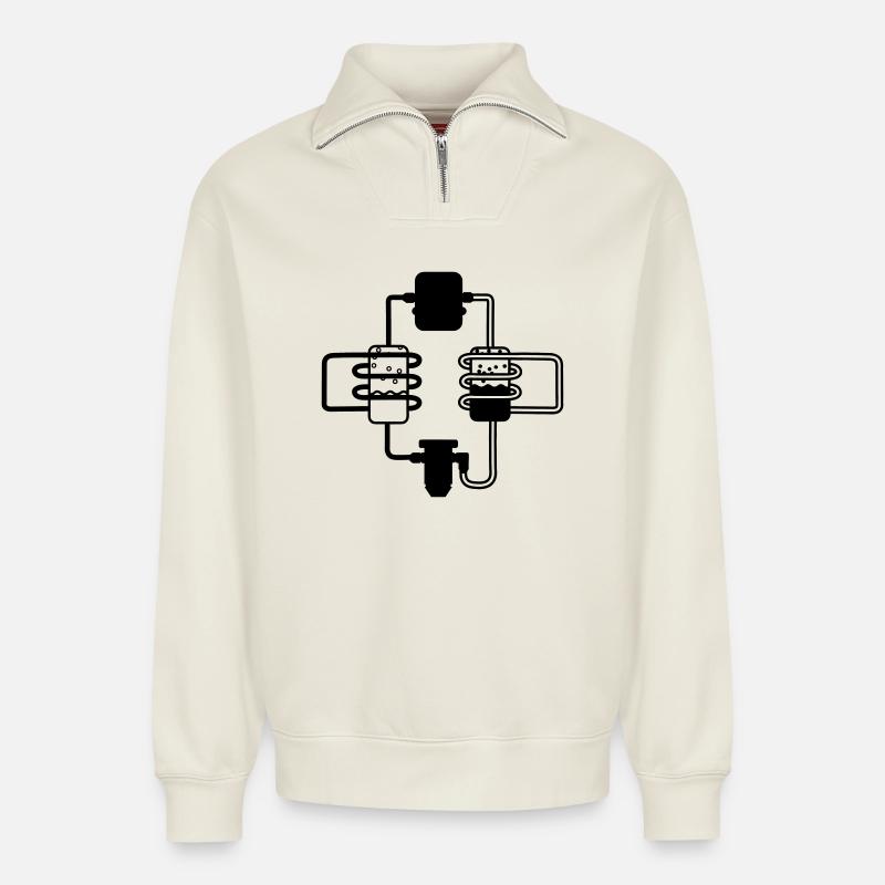 Wärmepumpe - Relaxed Unisex Organic Half Zip Sweatshirt – von SPREAD - Naturweiß