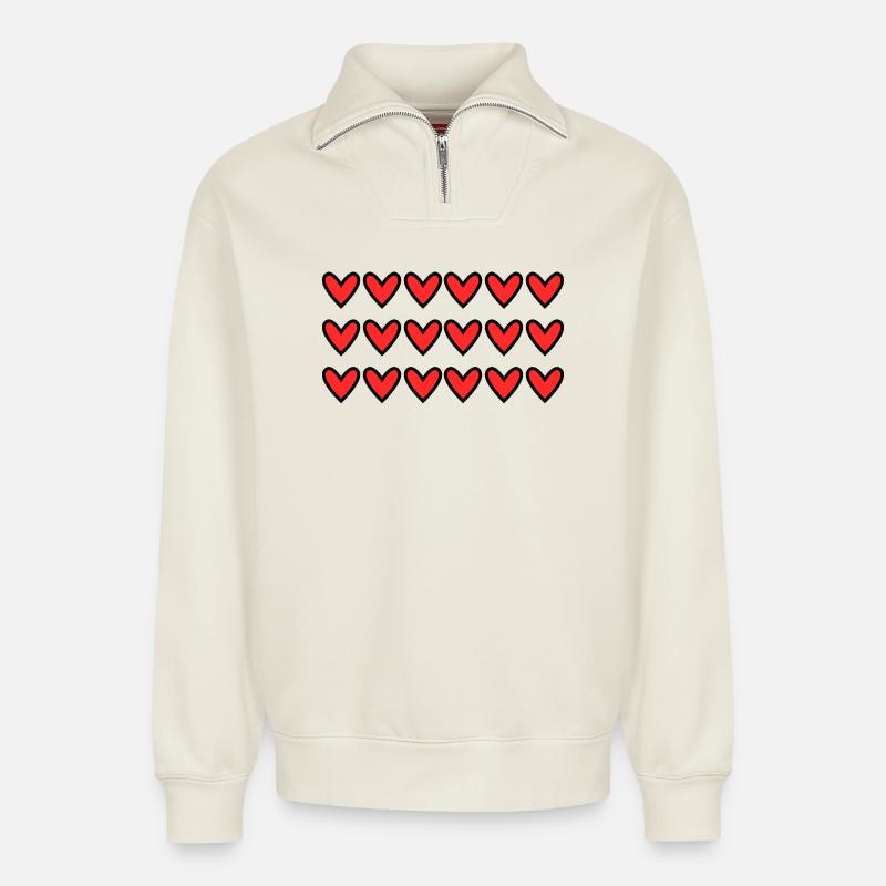 OMA. OMA - Relaxed Unisex Organic Half Zip Sweatshirt – von SPREAD - Naturweiß
