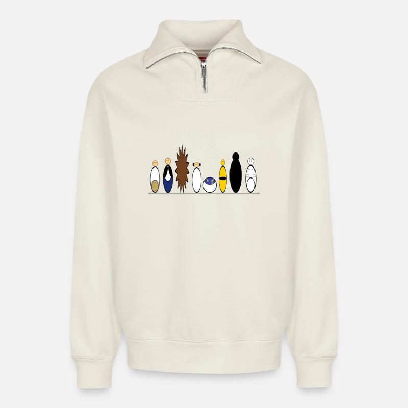 Hope Crew - Relaxed Unisex Organic Half Zip Sweatshirt – von SPREAD - Naturweiß
