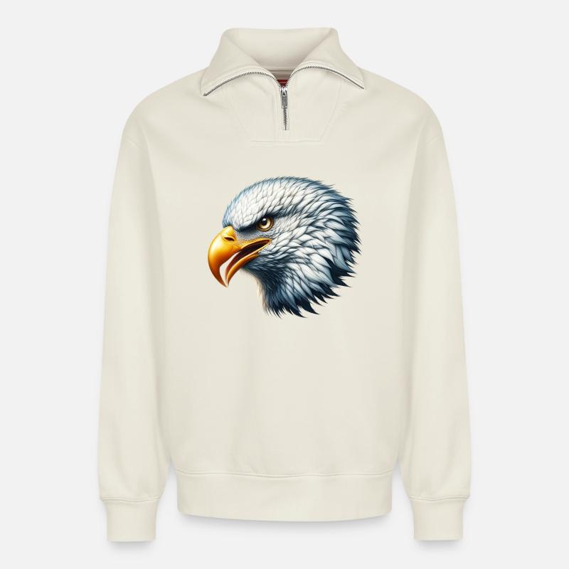 Adler - Relaxed Unisex Organic Half Zip Sweatshirt – von SPREAD - Naturweiß