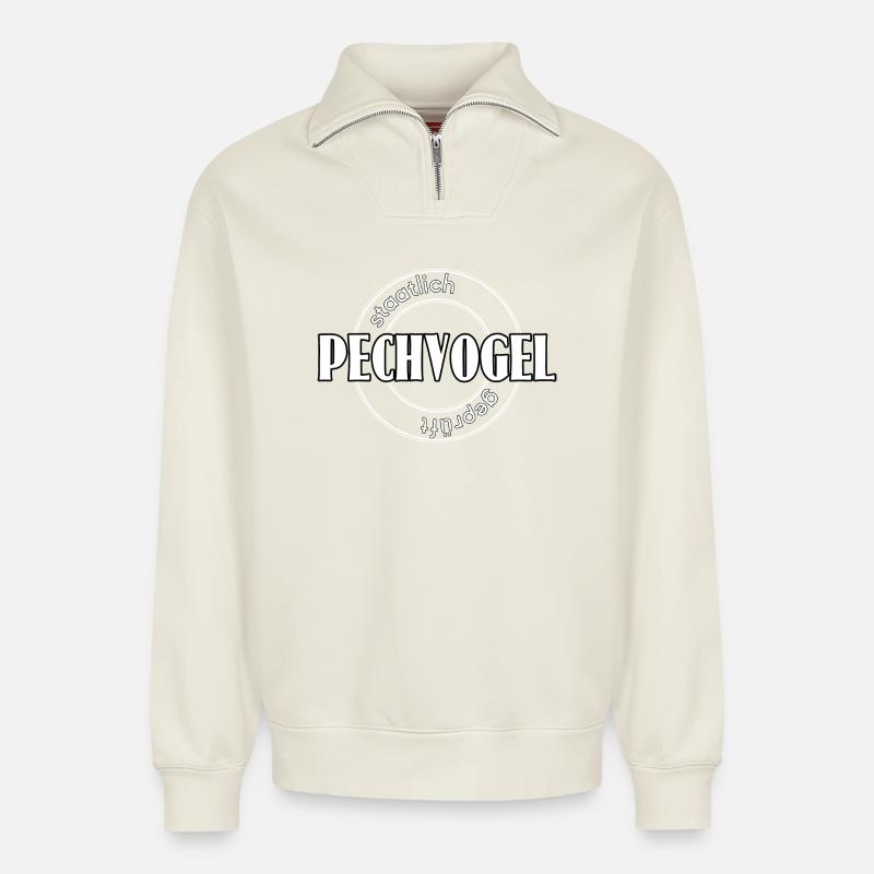 Pechvogel - Relaxed Unisex Organic Half Zip Sweatshirt – von SPREAD - Naturweiß