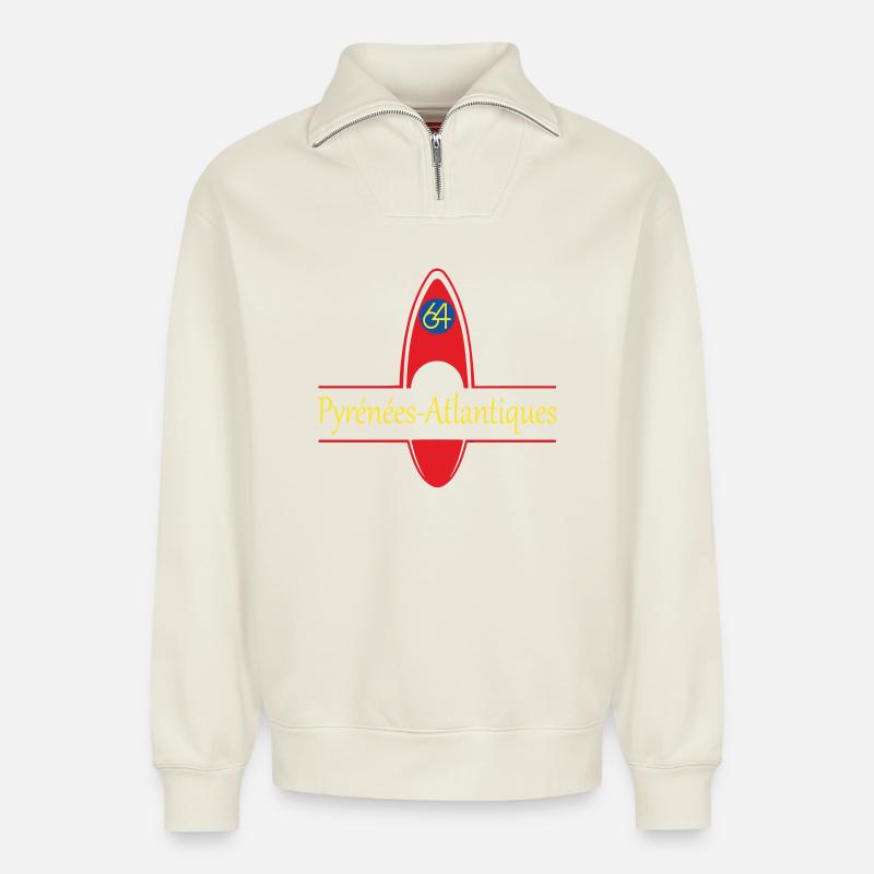 Atlantic Pyrenees - Relaxed Unisex Organic Half Zip Sweatshirt – by SPREAD - off white