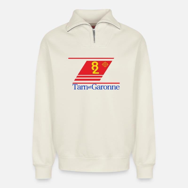 Tarn et Garonne - Relaxed Unisex Organic Half Zip Sweatshirt – von SPREAD - Naturweiß