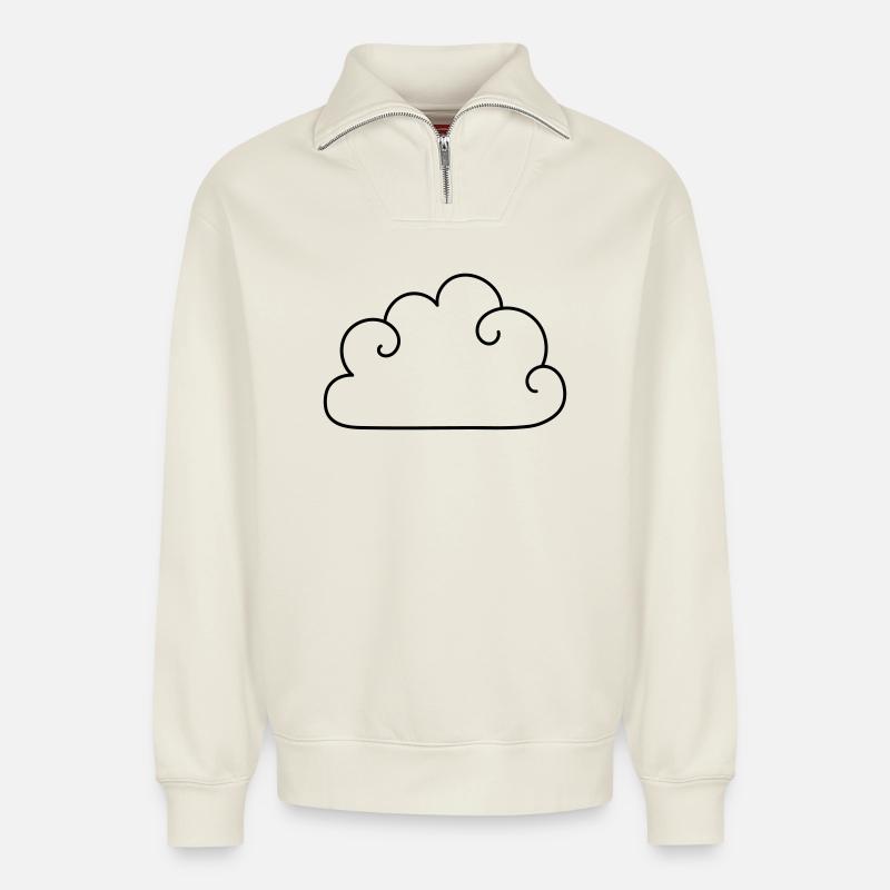 Cloud - Relaxed Unisex Organic Half Zip Sweatshirt – by SPREAD - off white