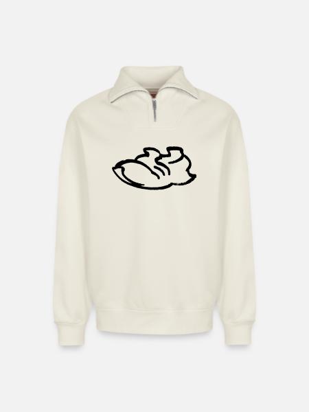 Running Shoe Contour - Relaxed Unisex Organic Half Zip Sweatshirt – by SPREAD - off white