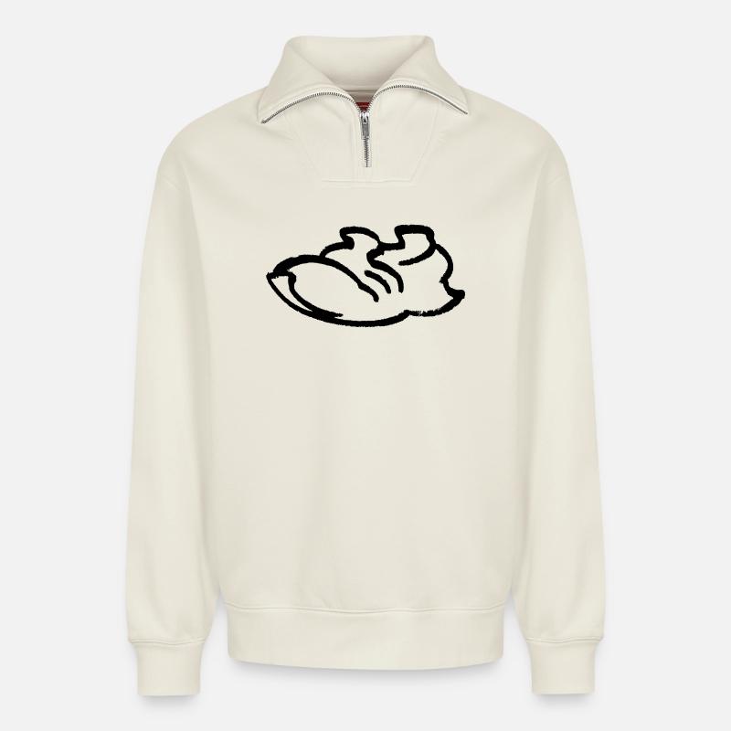 Laufschuh Kontur - Relaxed Unisex Organic Half Zip Sweatshirt – von SPREAD - Naturweiß