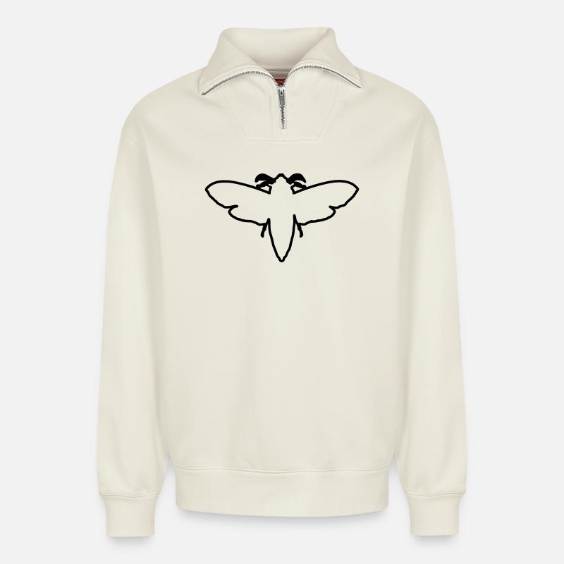 Moth 2 - Relaxed Unisex Organic Half Zip Sweatshirt – by SPREAD - off white