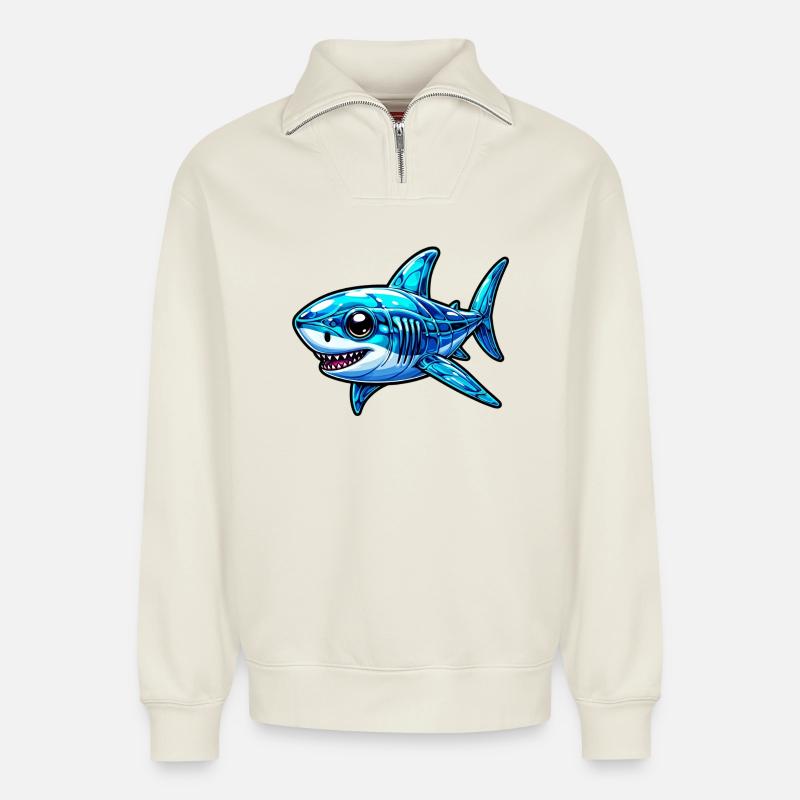 Hai - Relaxed Unisex Organic Half Zip Sweatshirt – von SPREAD - Naturweiß