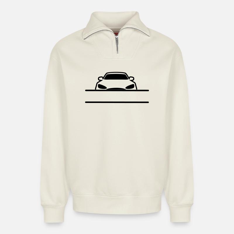 Car Name Banner - Relaxed Unisex Organic Half Zip Sweatshirt – by SPREAD - off white