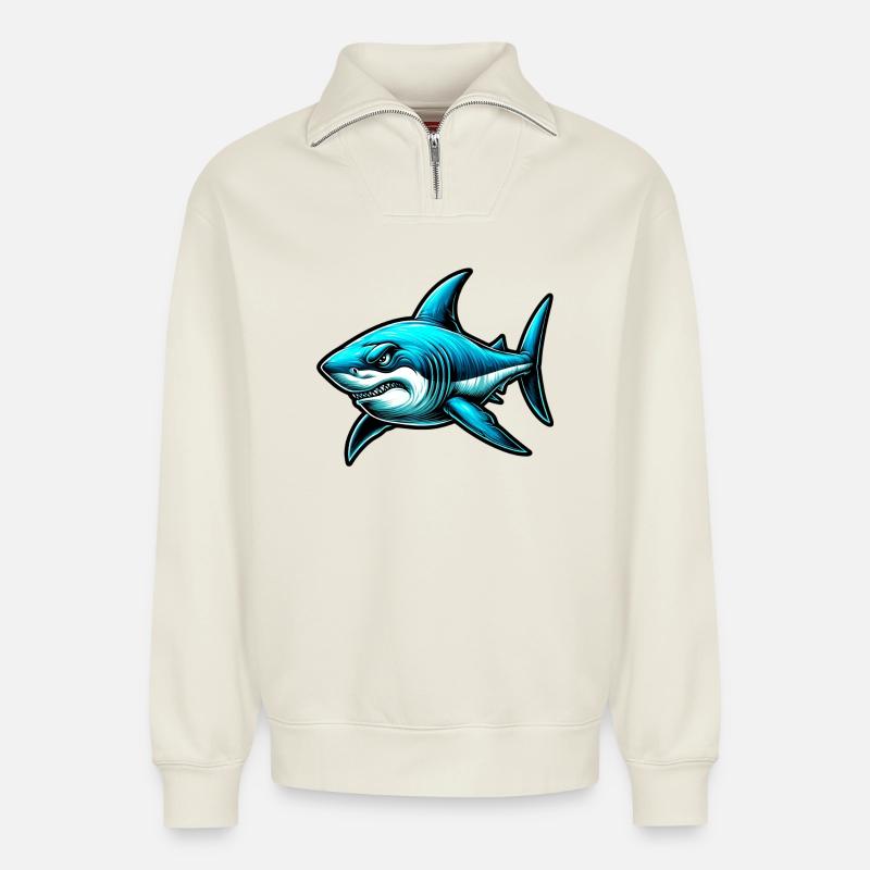 Hai - Relaxed Unisex Organic Half Zip Sweatshirt – von SPREAD - Naturweiß