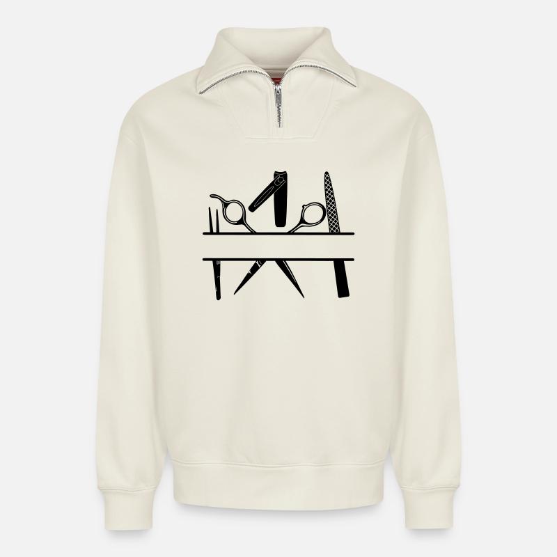 Pediküre-Attribut-Textbanner - Relaxed Unisex Organic Half Zip Sweatshirt – von SPREAD - Naturweiß