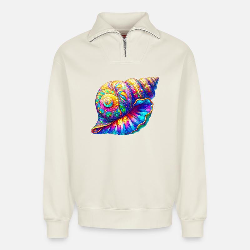 Shell - Relaxed Unisex Organic Half Zip Sweatshirt – by SPREAD - off white