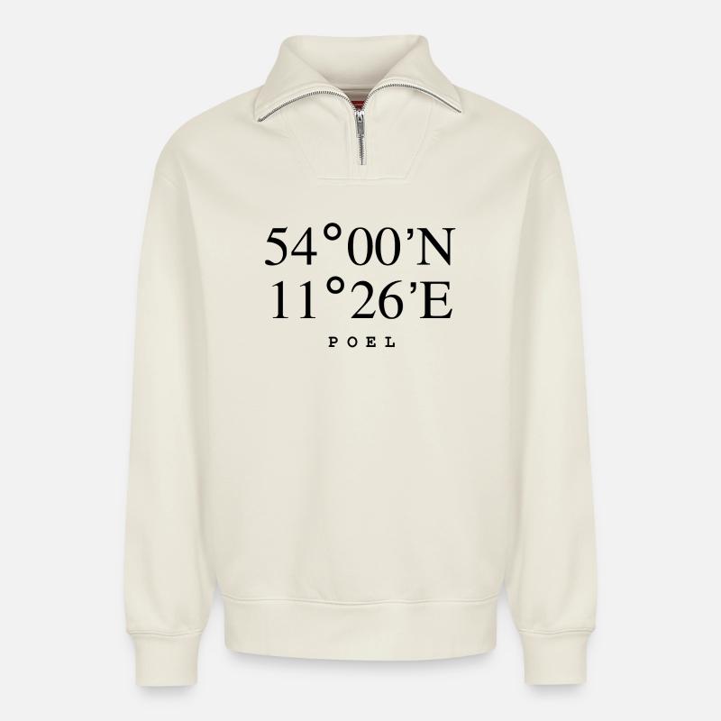 Insel Poel - Relaxed Unisex Organic Half Zip Sweatshirt – von SPREAD - Naturweiß