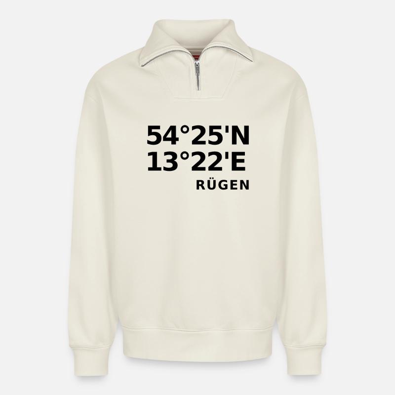 Rügen - Relaxed Unisex Organic Half Zip Sweatshirt – von SPREAD - Naturweiß