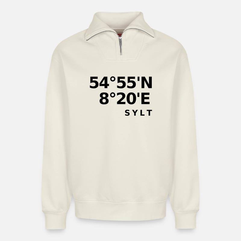 Sylt - Relaxed Unisex Organic Half Zip Sweatshirt – von SPREAD - Naturweiß