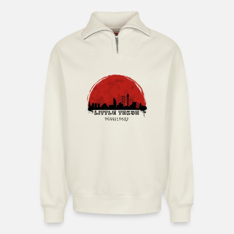 Petit Tokyo - Sweat unisexe décontracté en coton biologique à demi-zip – de SPREAD - blanc cassé