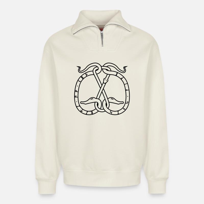 Memory - Relaxed Unisex Organic Half Zip Sweatshirt – by SPREAD - off white